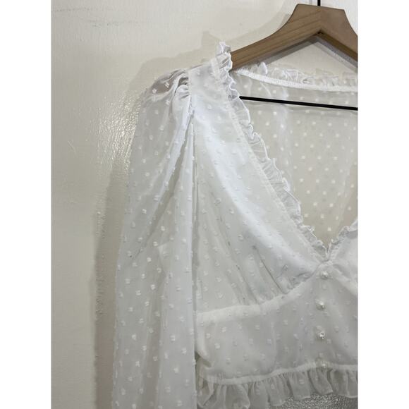 Coquette Victorian Milkmaid Y2K Romance Crop Top L Fairy Whimsical Dainty Ballet - Picture 2 of 16